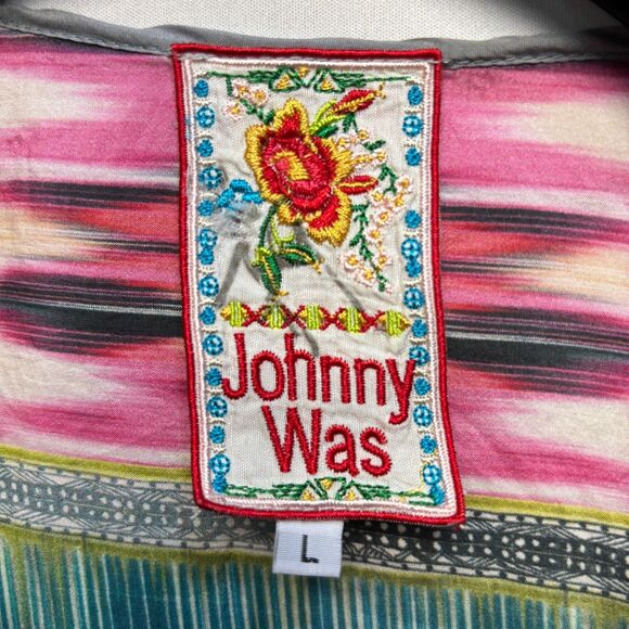 Johnny Was 3/4 Sleeve Blouse Top Shirt Size Large 100% Silk Floral Boho C095 -5 - Picture 6 of 15